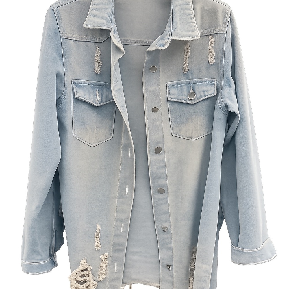 Light Blue Distressed Denim Jacket